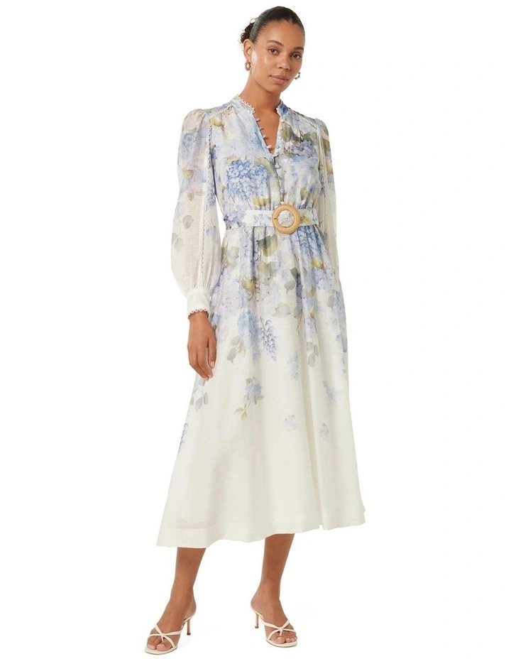 Peyton Trim Detail Midi Dress in Multi image 1