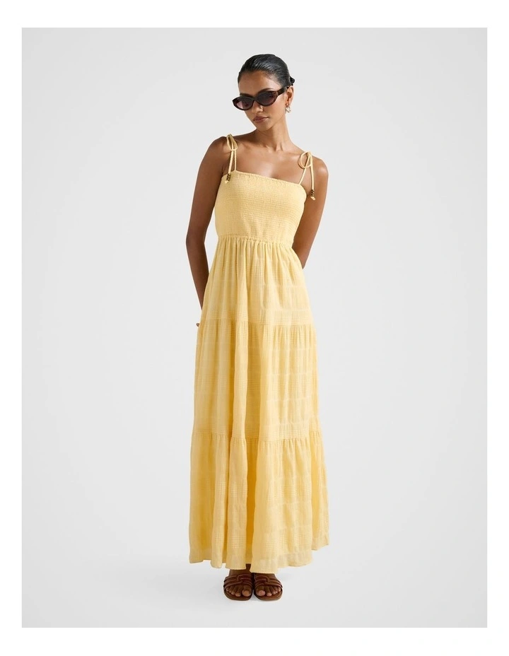 Freya Strappy Tiered Dress in Yellow image 1