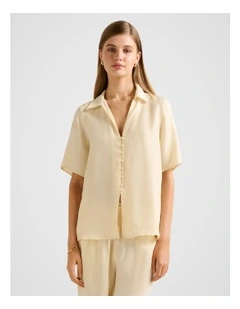Bella Cupro Button Front Shirt in Yellow