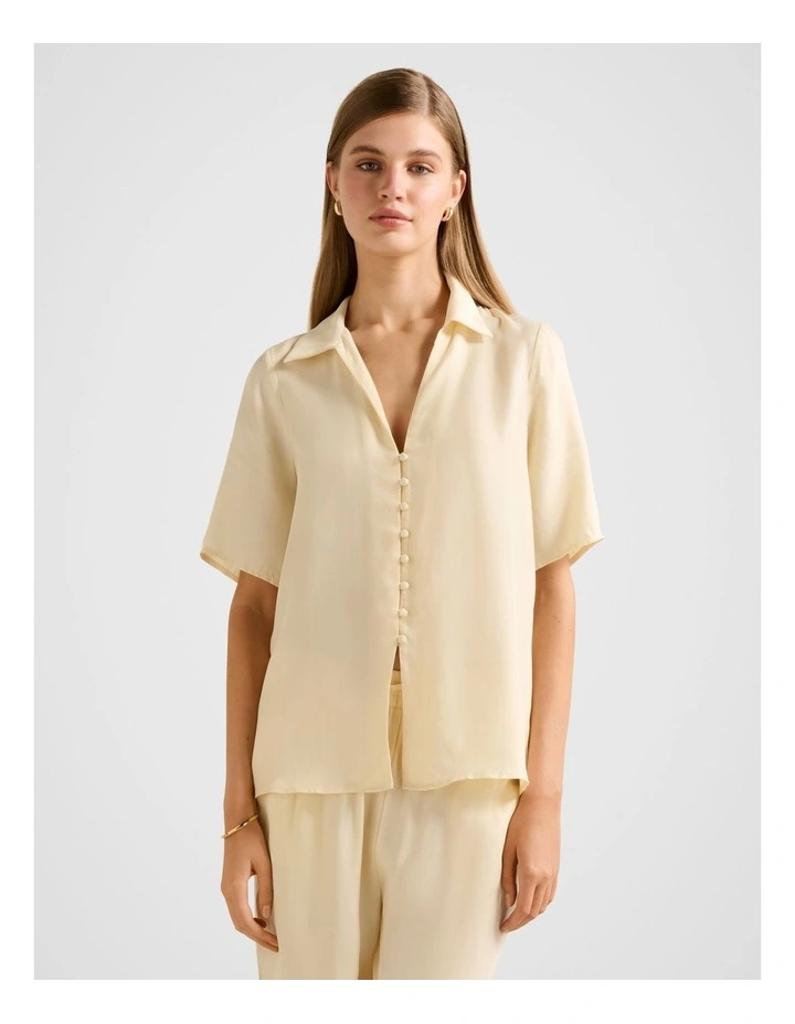 Bella Cupro Button Front Shirt in Yellow image 1