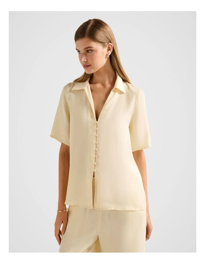 Bella Cupro Button Front Shirt in Yellow image 3