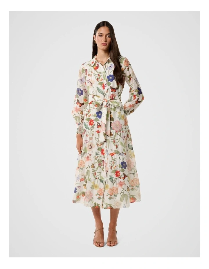 Sylvie Tiered Shirt Midi Dress in Multi image 1