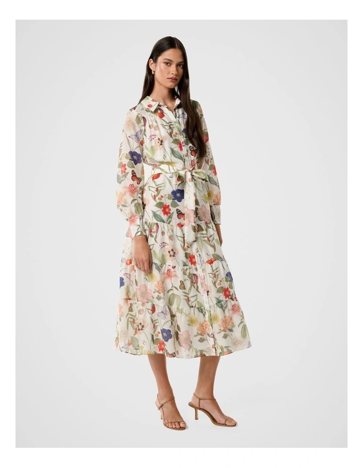 Sylvie Tiered Shirt Midi Dress in Multi image 3