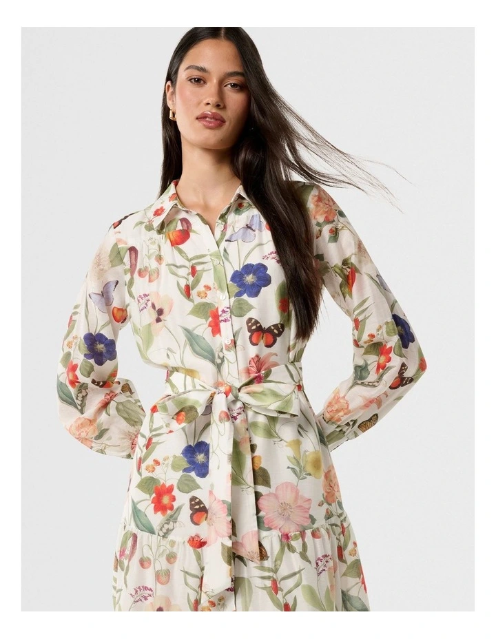 Sylvie Tiered Shirt Midi Dress in Multi image 4