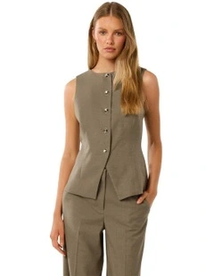 Toni High Neck Waistcoat in Beige