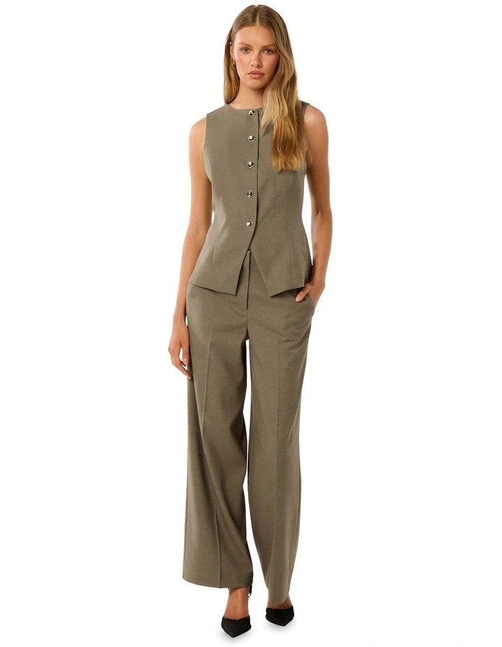 Toni High Neck Waistcoat in Beige image 5
