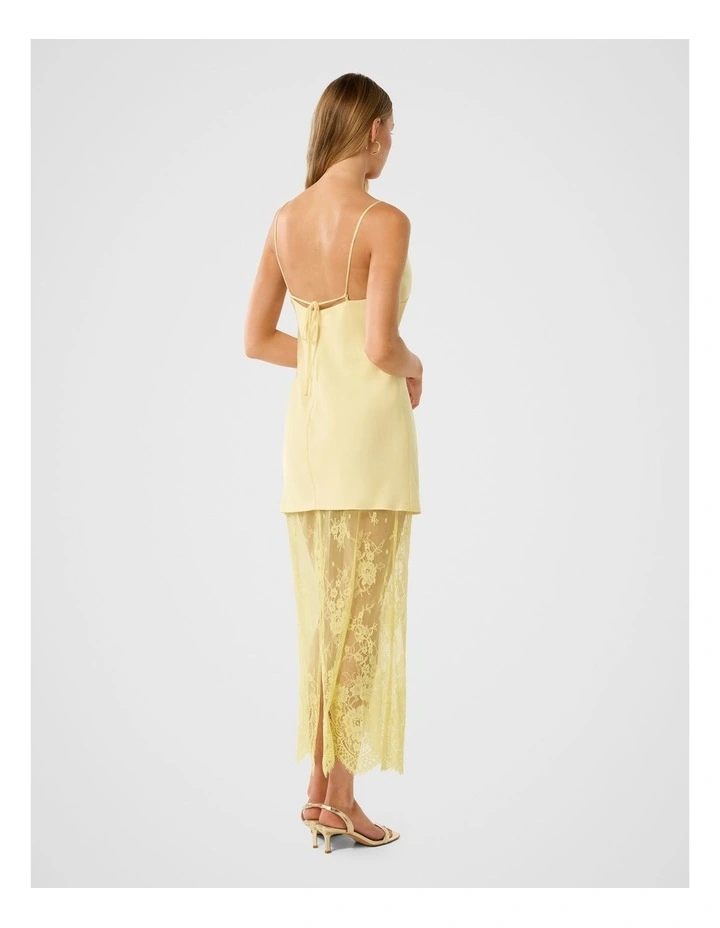 Hazel Lace Satin Slip Dress in Yellow image 2