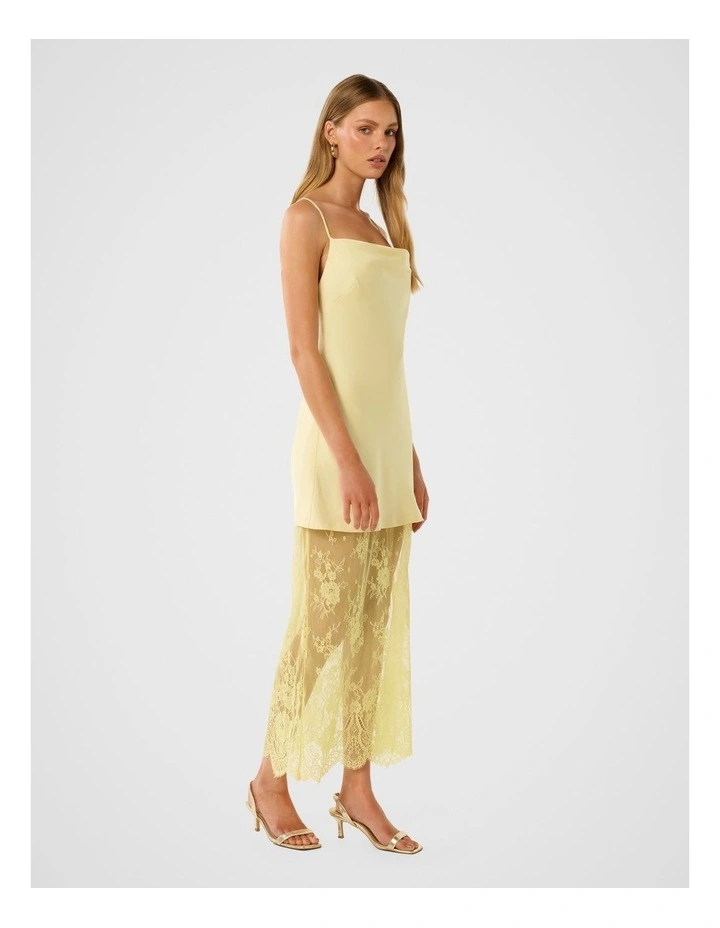 Hazel Lace Satin Slip Dress in Yellow image 3
