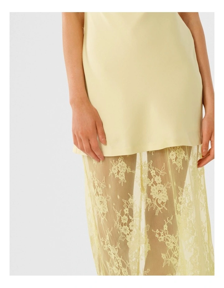 Hazel Lace Satin Slip Dress in Yellow image 4