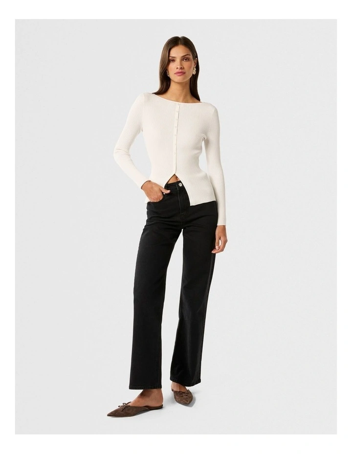 Abbie Split Front Knitted Jumper in White image 5