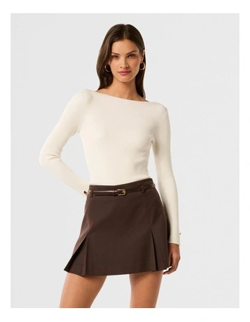 Alaia Knitted Rib Top in White