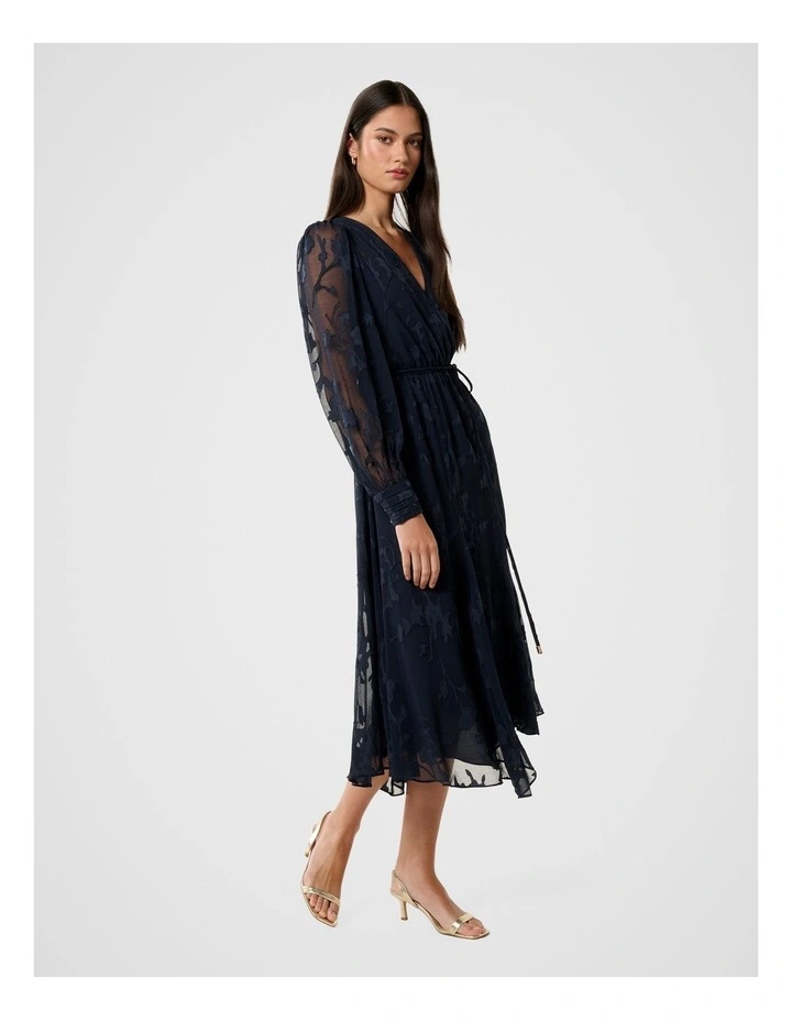 Forever New Solange Long Sleeves Burnout Midi Dress in Navy | MYER Forever New Solange Long Sleeves Burnout Midi Dress in Navy | MYER
