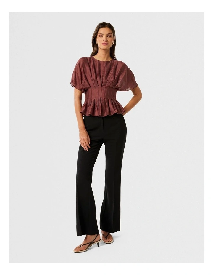 Olive Pleated Top in Brown image 5