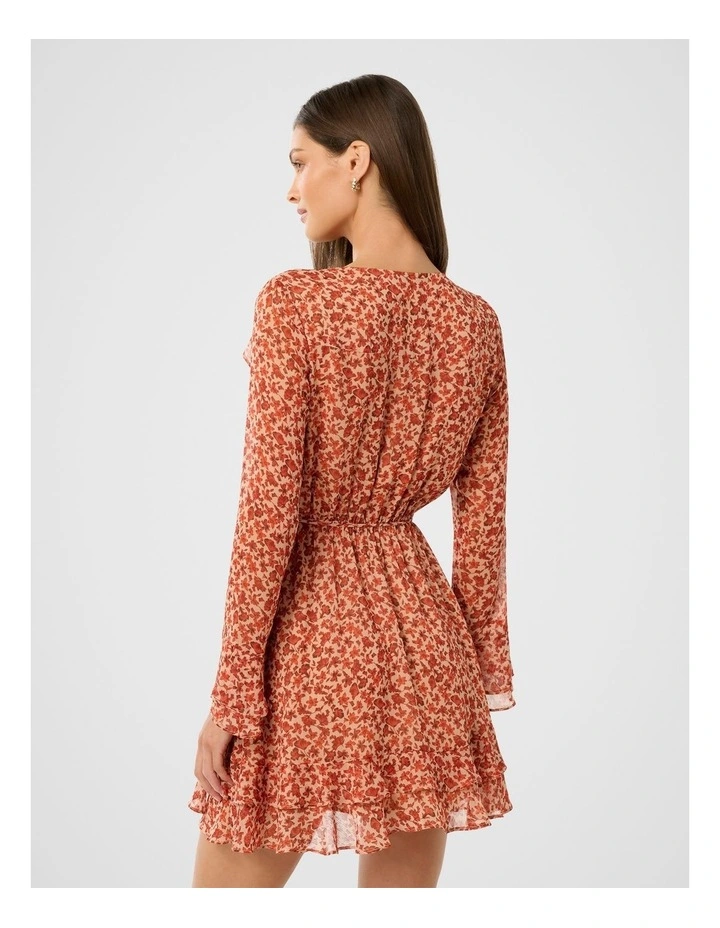 Piper Ruffle Long Sleeves Mini Dress in Red image 2