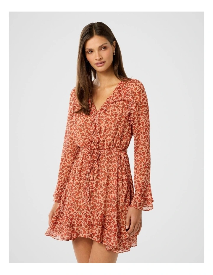 Piper Ruffle Long Sleeves Mini Dress in Red image 3
