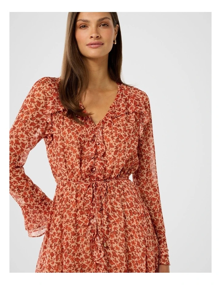 Piper Ruffle Long Sleeves Mini Dress in Red image 4