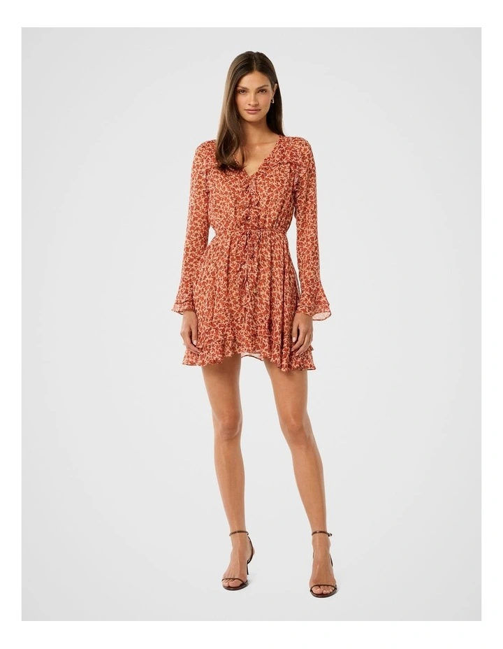 Piper Ruffle Long Sleeves Mini Dress in Red image 5
