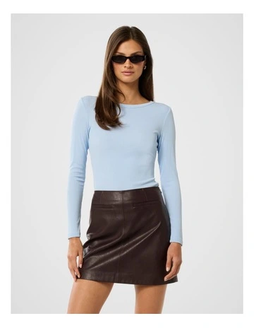 Miller Crew Neck Rib Top in Blue