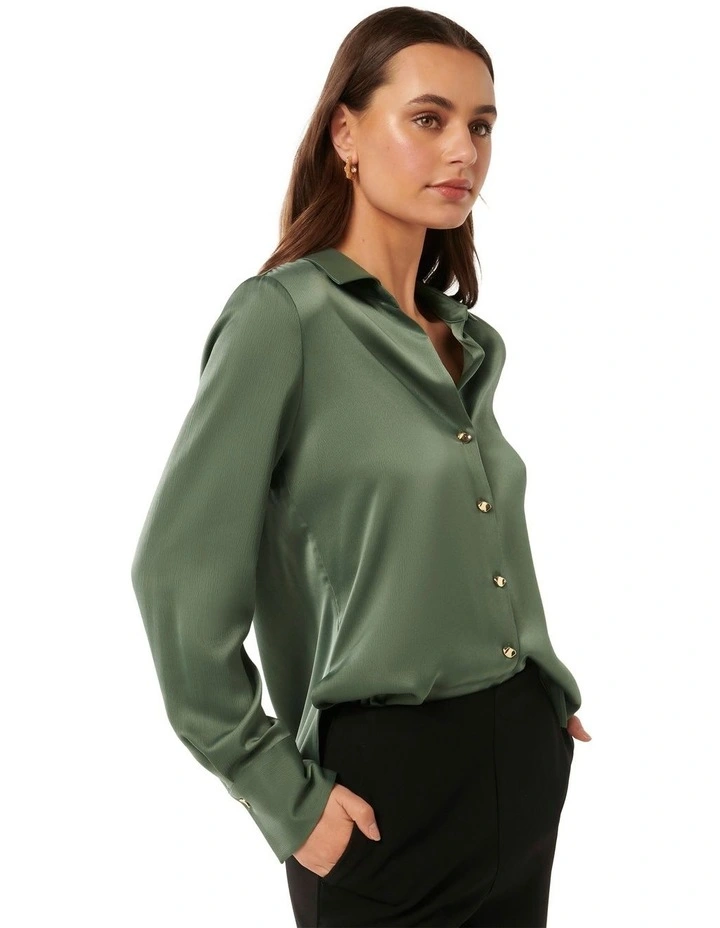 Fiona Textured Shirt in Green image 3