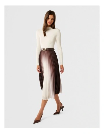 Riley Placement Ombre Pleated Midi Dress in Multi