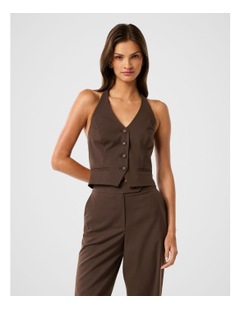 Forever New Tyla Cropped Vest in Brown