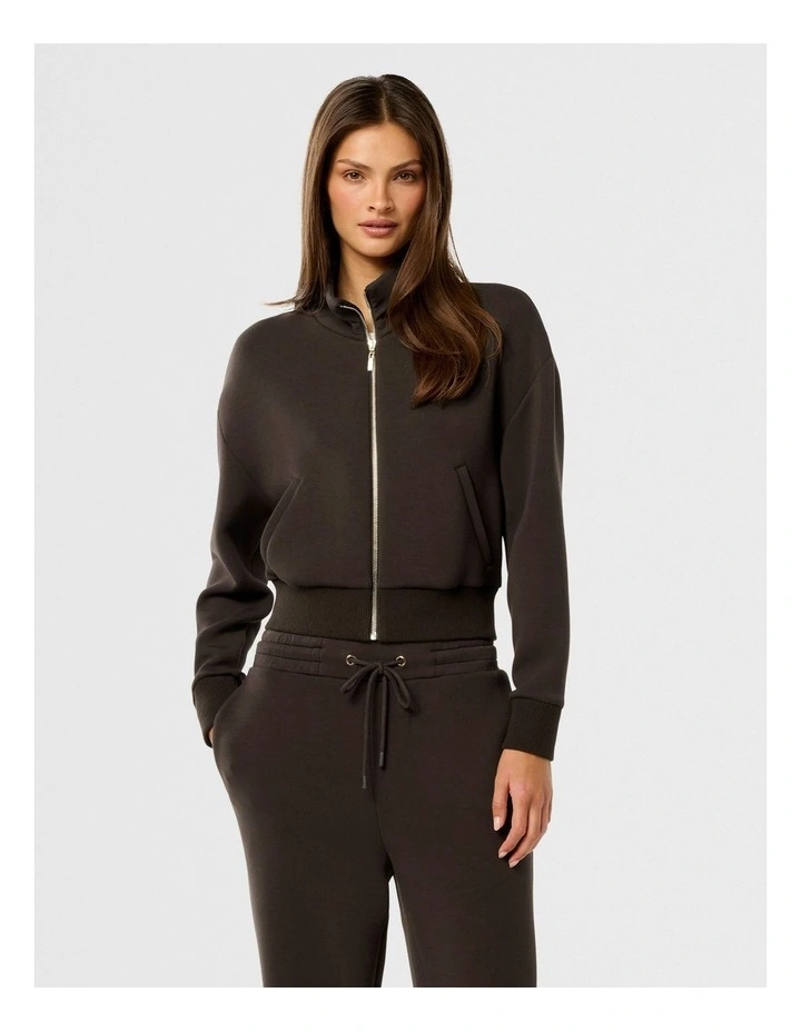 Linda Zip Through Jumper in Chocolate image 1