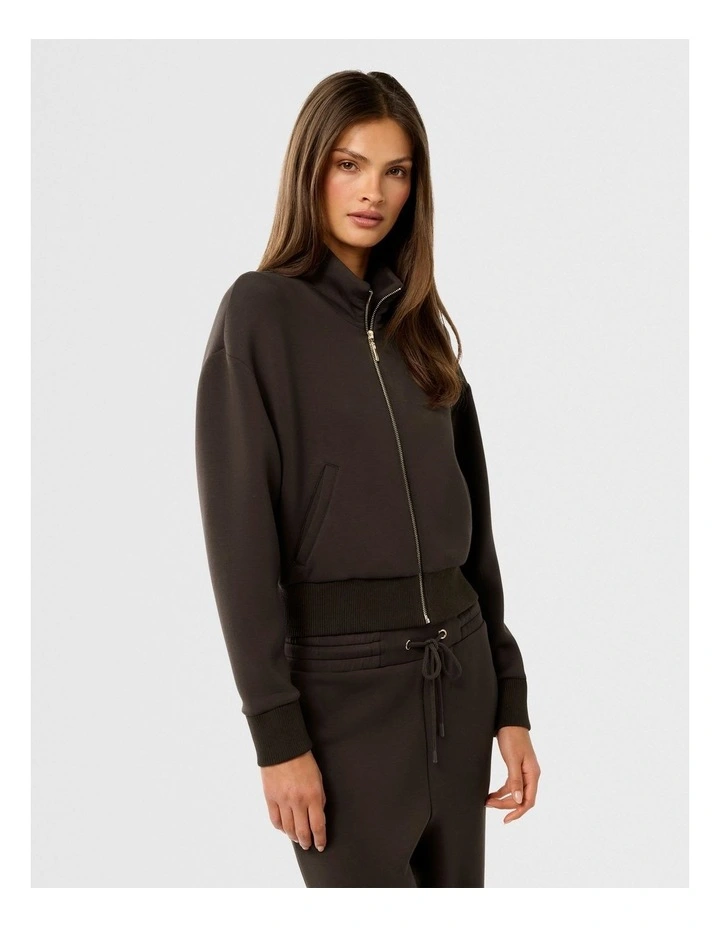 Linda Zip Through Jumper in Chocolate image 3