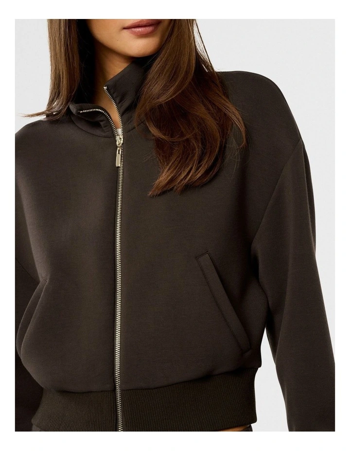 Linda Zip Through Jumper in Chocolate image 4