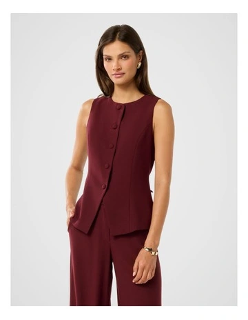 Toni High Neck Waistcoat In Red