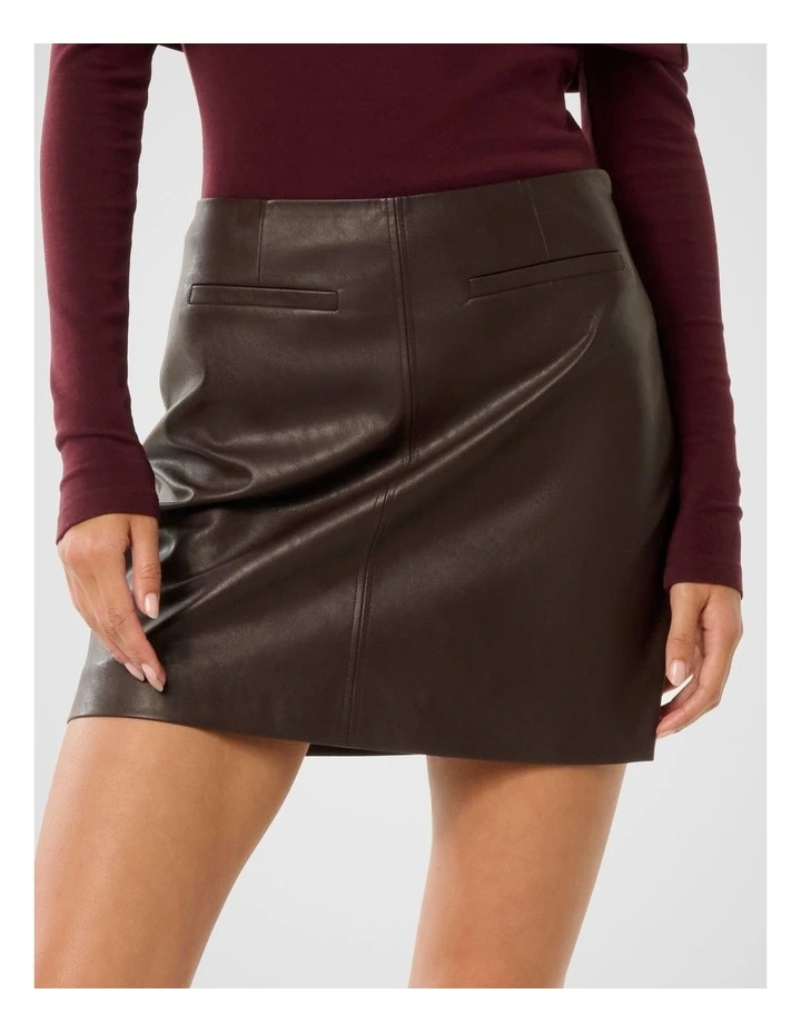 Addison Vegan Leather Mini Skirt in Red image 1