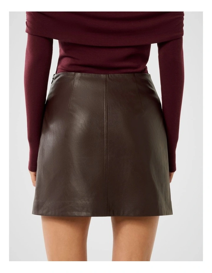 Addison Vegan Leather Mini Skirt in Red image 2