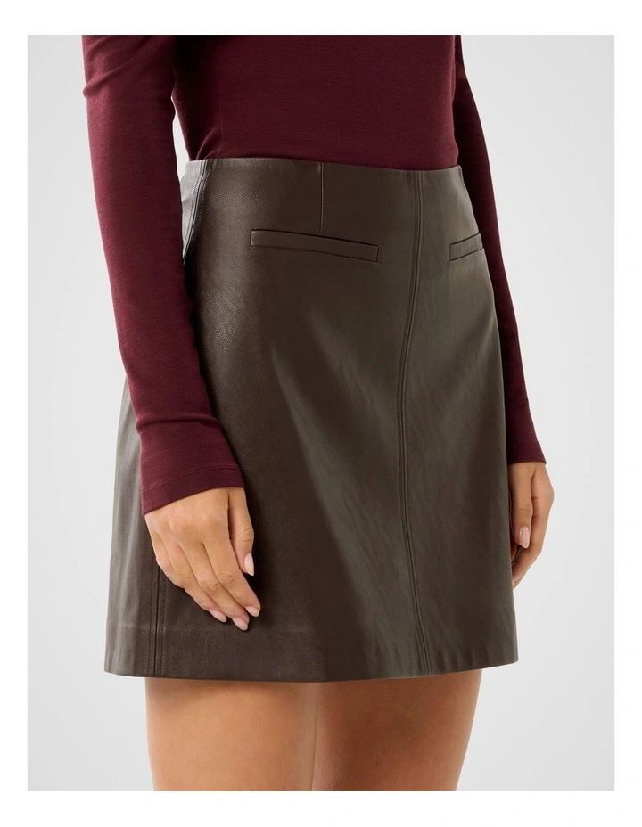 Addison Vegan Leather Mini Skirt in Red image 3