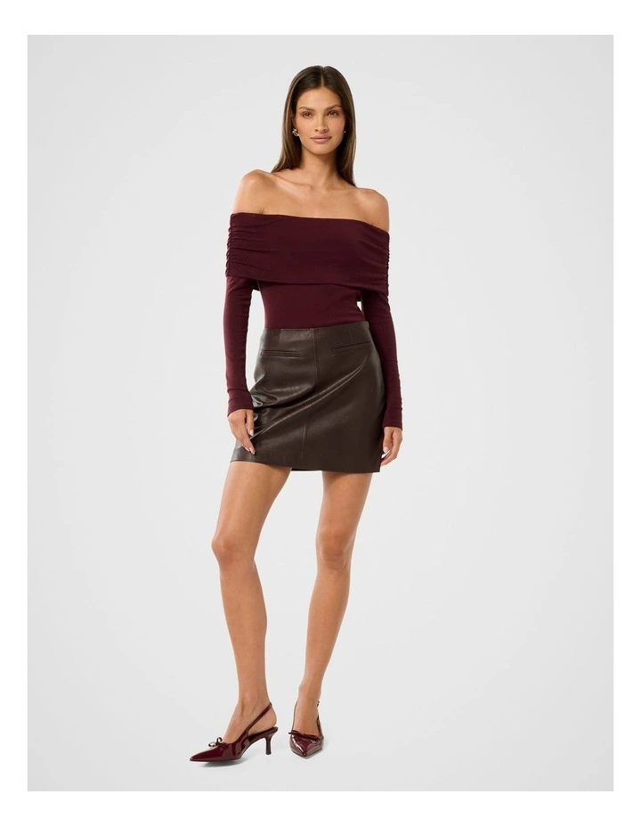 Addison Vegan Leather Mini Skirt in Red image 5