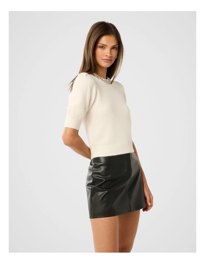 Maria Embellished Collar Knitted Jumper in Cream image 3