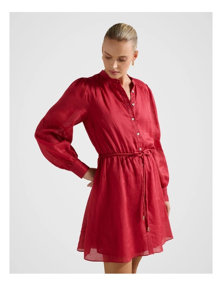 Arden Long Sleeves Mini Dress in Red image 3