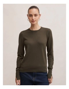 Katie Crew Neck Jumper in Green