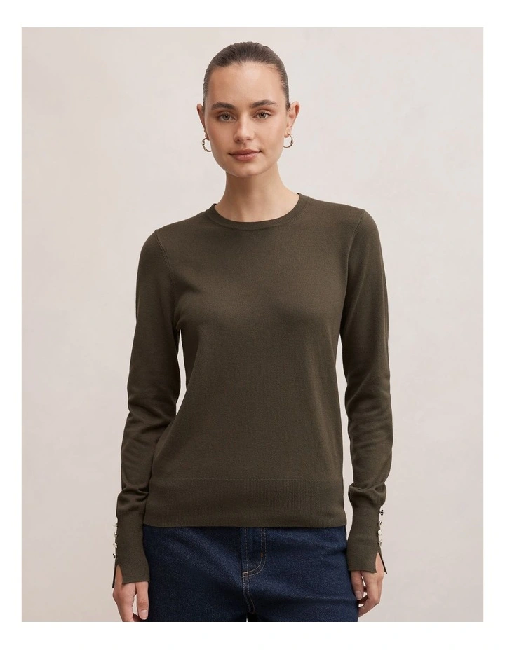 Katie Crew Neck Jumper in Green image 1