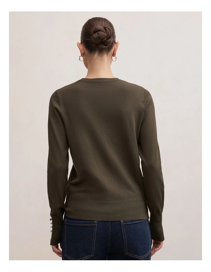 Katie Crew Neck Jumper in Green image 2