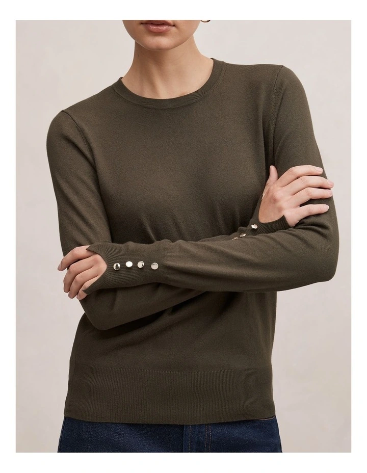 Katie Crew Neck Jumper in Green image 4