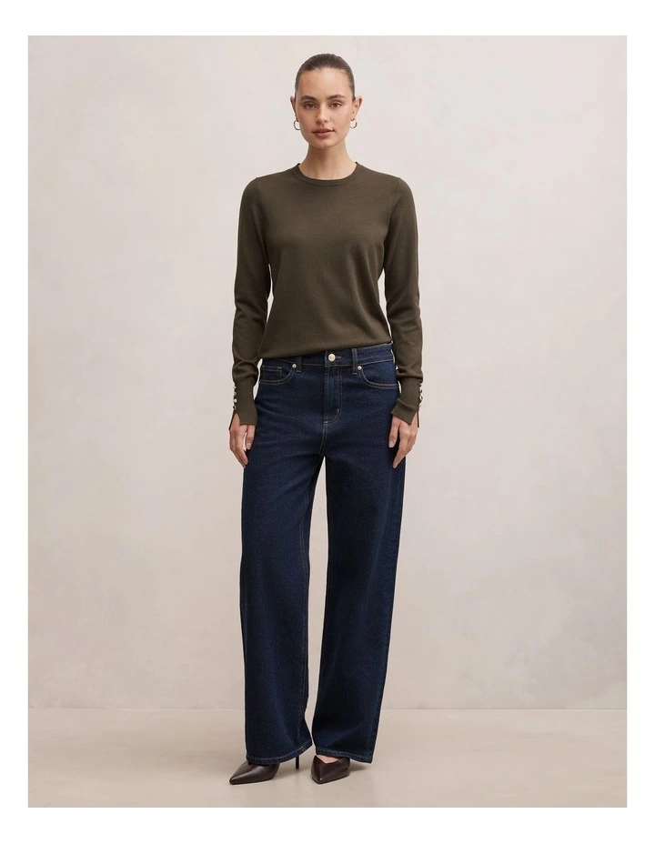 Katie Crew Neck Jumper in Green image 5