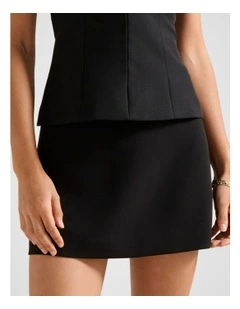 Rhea A-Line Mini Skirt in Black