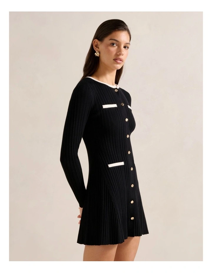 Brielle Fit and Flare Knitted Mini Dress in Black image 3