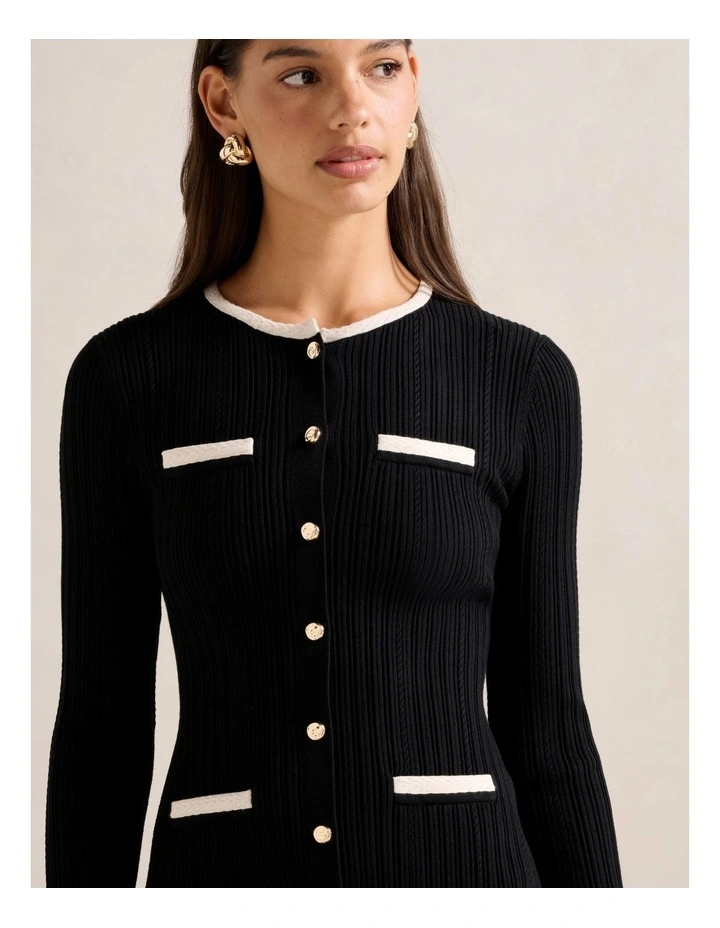 Brielle Fit and Flare Knitted Mini Dress in Black image 4