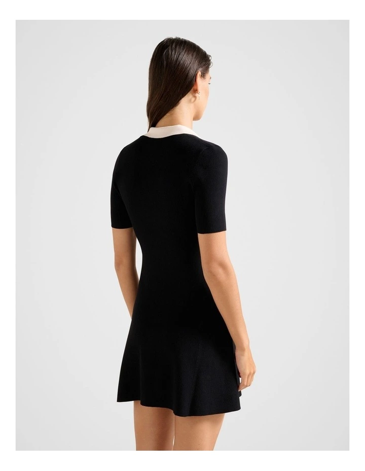 Phoebe Short Sleeves Trim Mini Dress in Black image 2