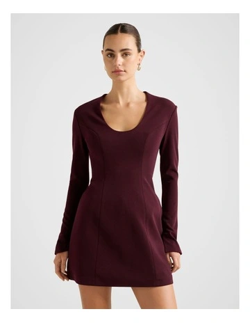 Ruby Long Sleeves Structured Mini Dress in Red