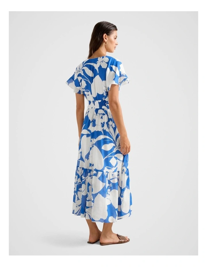 Jada Flutter Sleeves Midi Dress in Blue image 2