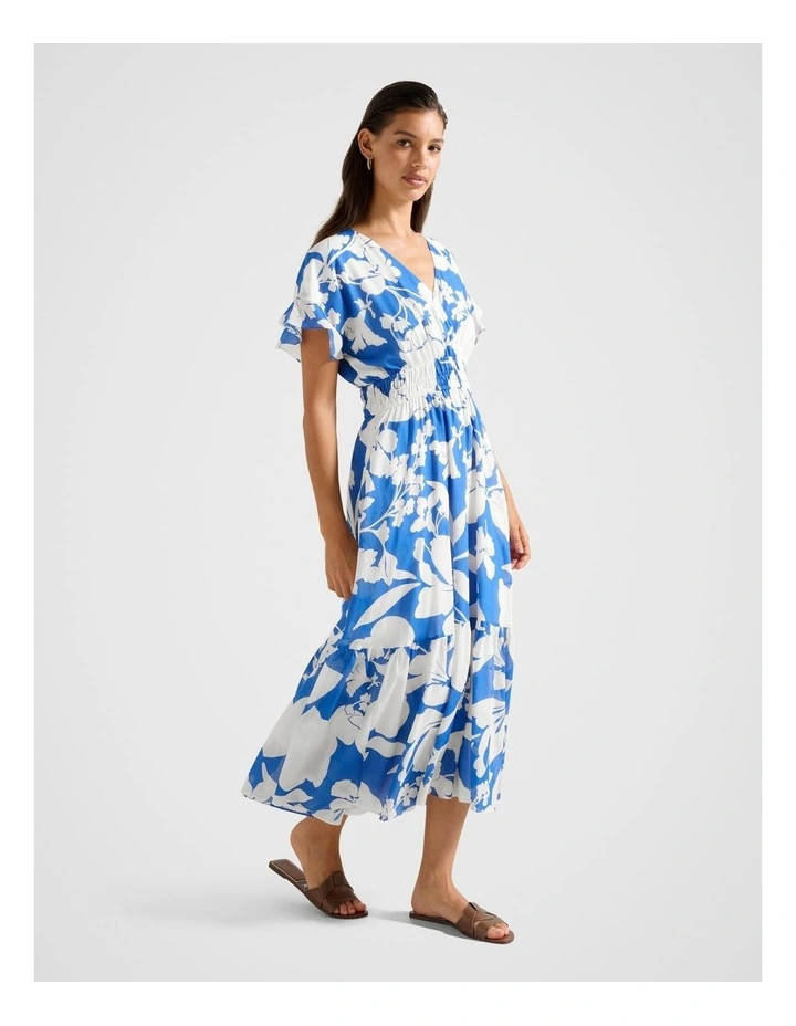 Jada Flutter Sleeves Midi Dress in Blue image 3