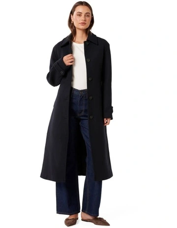 Dallas Single Breasted Wrap Coat in Navy