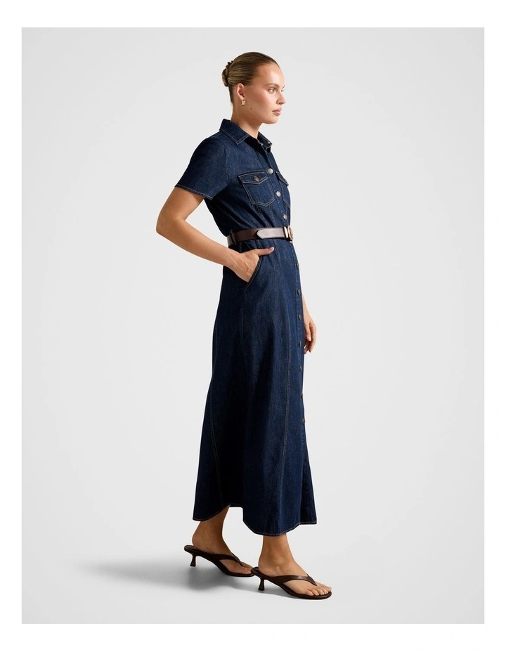 Lucy Denim Dress in Navy image 3