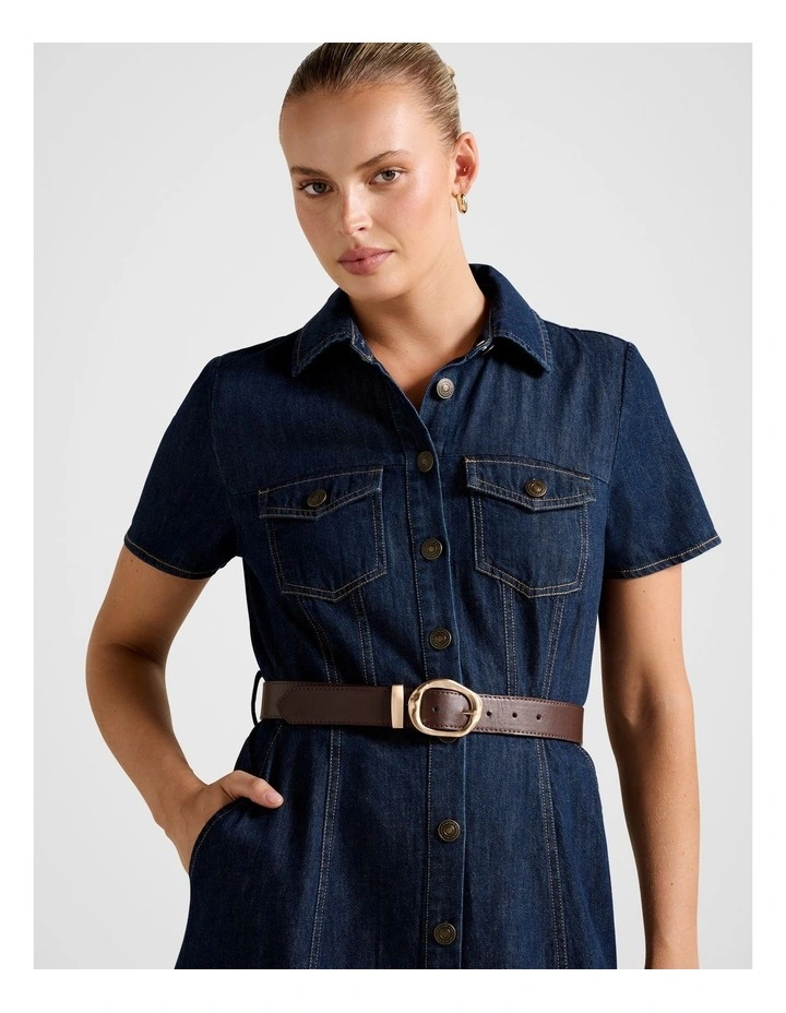 Lucy Denim Dress in Navy image 4